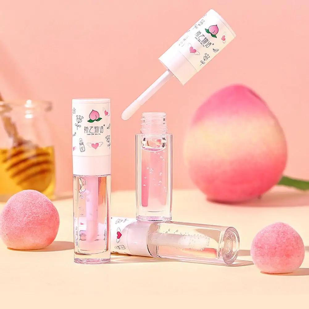 Peach Milk Honey Lip Oil allevia Dry Moisturizing Lip Gloss sbiadisce le linee delle labbra labbra leggere d'acqua grande testina trucco coreano carino