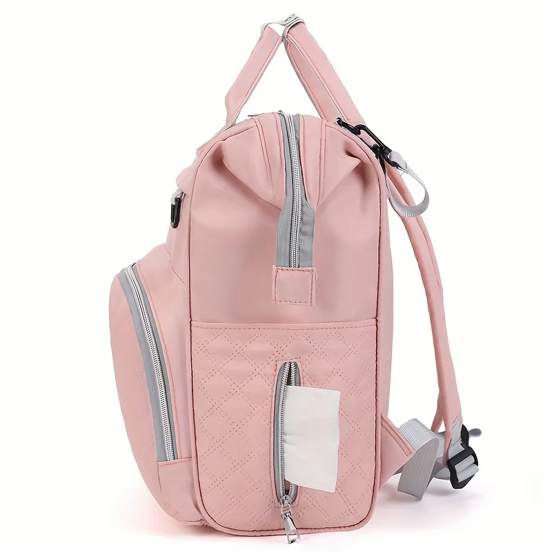 Outdoor Solid Color Mommy Backpack, Functional Nylon Diaper Daypack, Nappy Mommy Knapsack