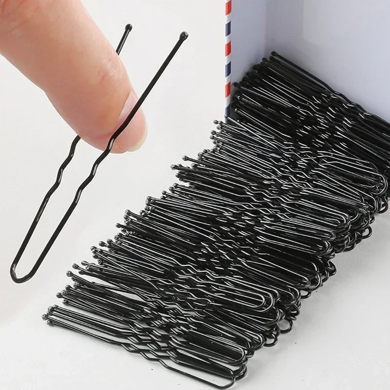 60-240PCS 4/6cm U Shaped Alloy Hairpins Waved Hair Clips Metal Black Bobby Pins Barrettes Bridal Hairstyle Tools Fashion Hairpin