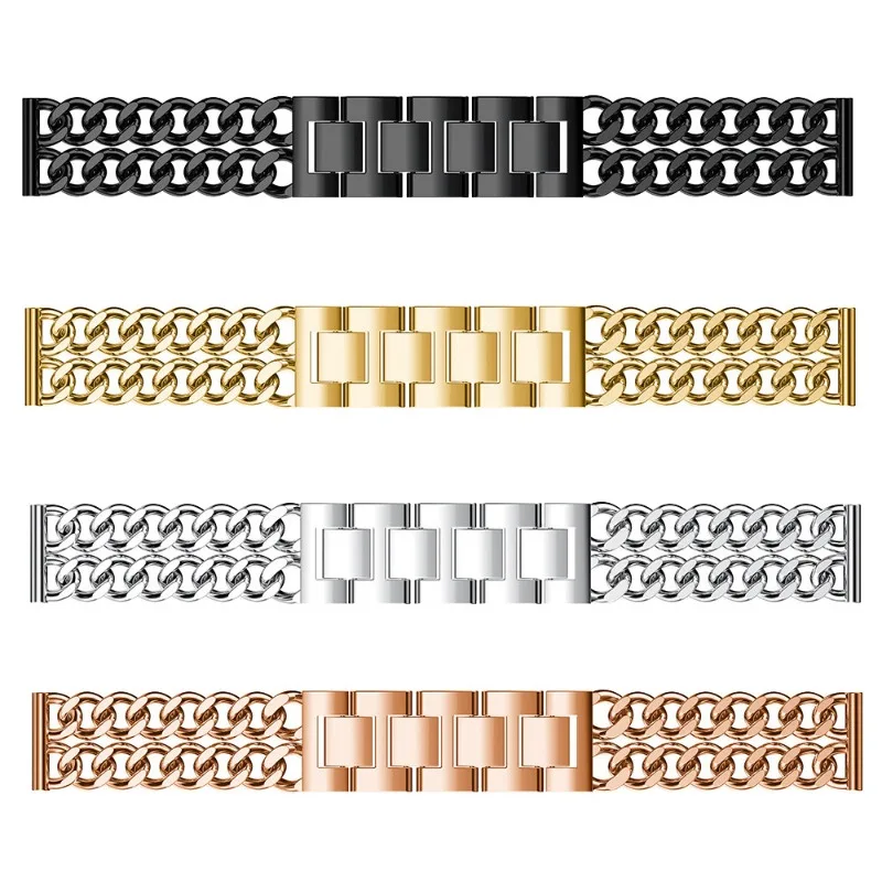 20mm 22mm Chain Strap for Samsung Watch 4 Classic 42mm 46mm 40mm 44mm Metal Watchband Universal Smartwatch Belt for Huawei Watch