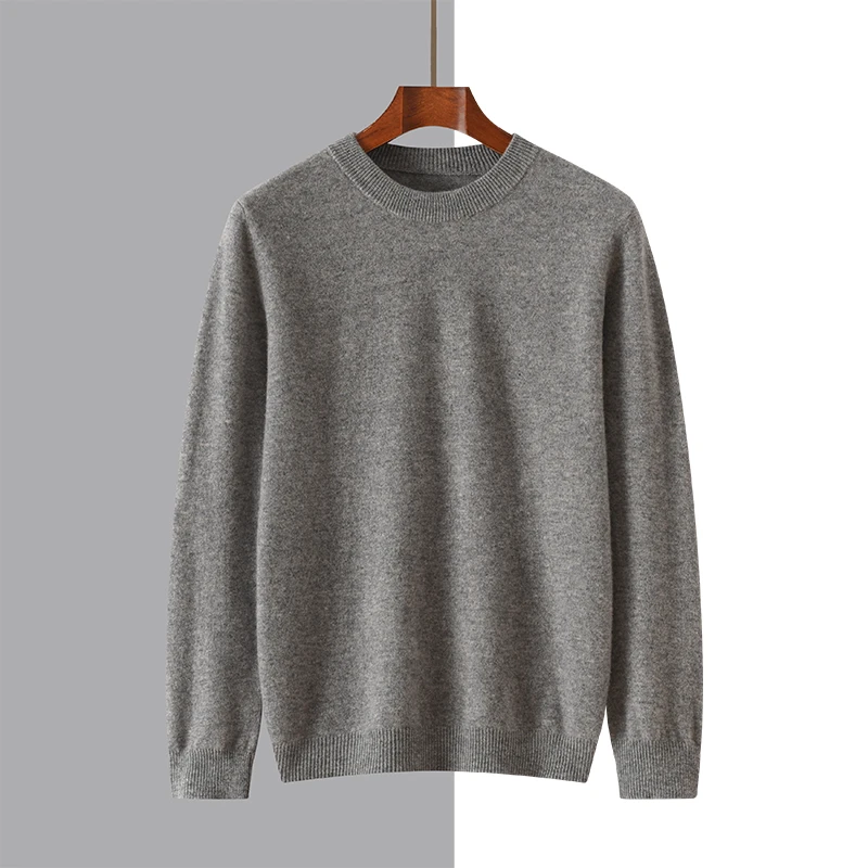 

Men's Clothing 100% Merino Wool Round Neck Pullover Casual Basic Warm Long-Sleeved Sweater Autumn and Winter Knit Top