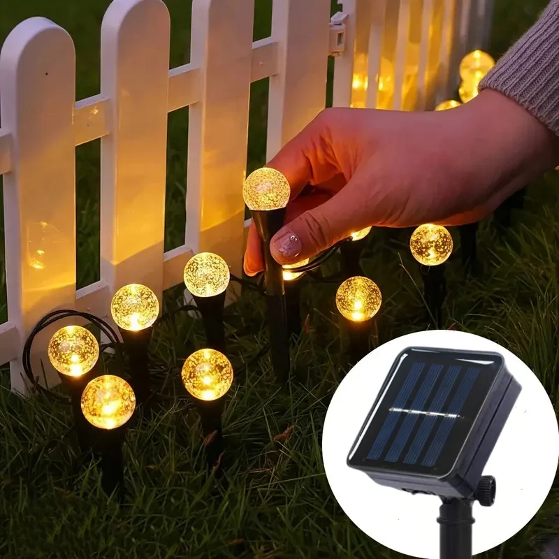 

8 Modes Solar Ground Plug Bubble Ball Light Ground Crystal Plug Light for Christmas Outdoor Camping Decoration Light