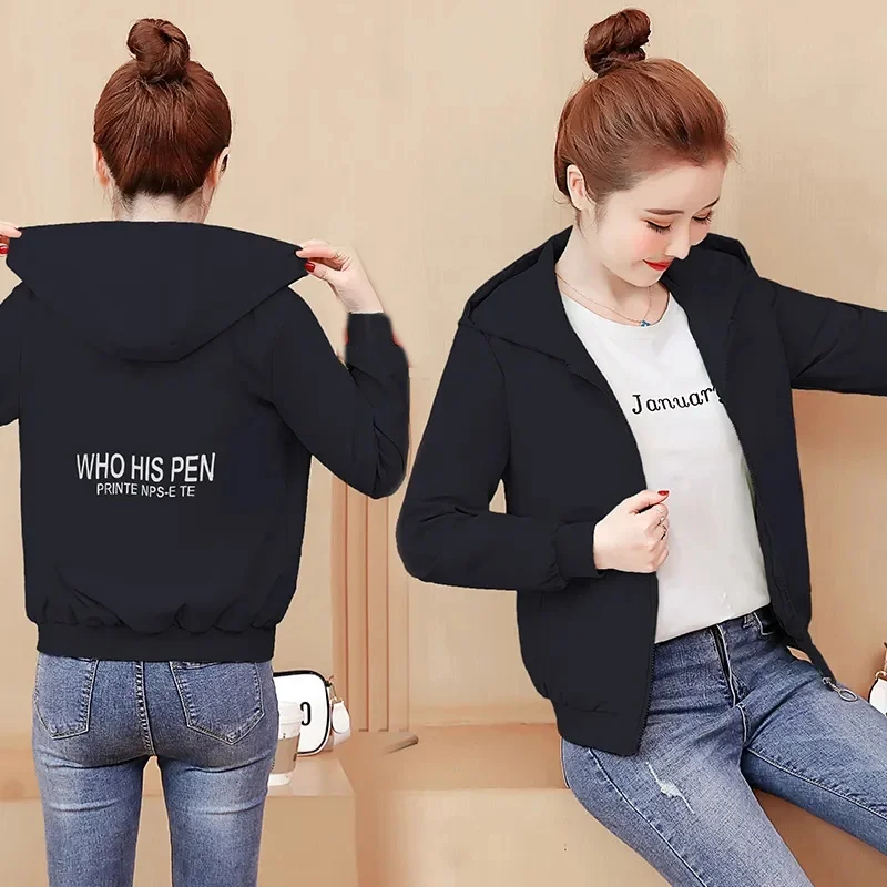 Women\'s Spring Autumn Short Fleece Jackets Women Long Sleeve Baseball Uniform Jacket Zipper Hooded Short Windbreaker