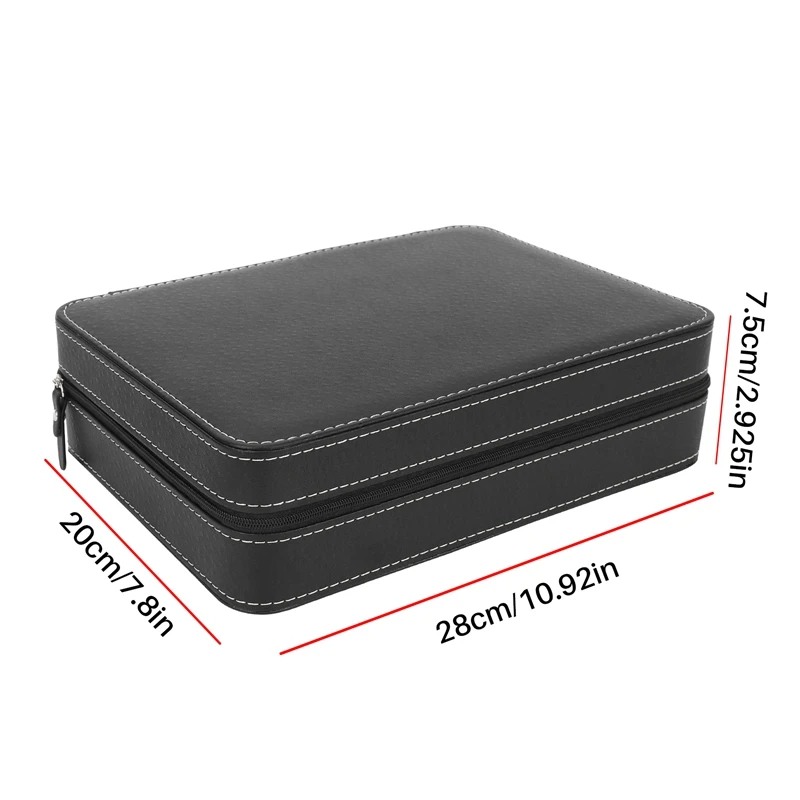 Portable Watch Box Organizer PU Leather Casket with Zipper Classic Style 10 Grids Multi-Functional Bracelet Display Case