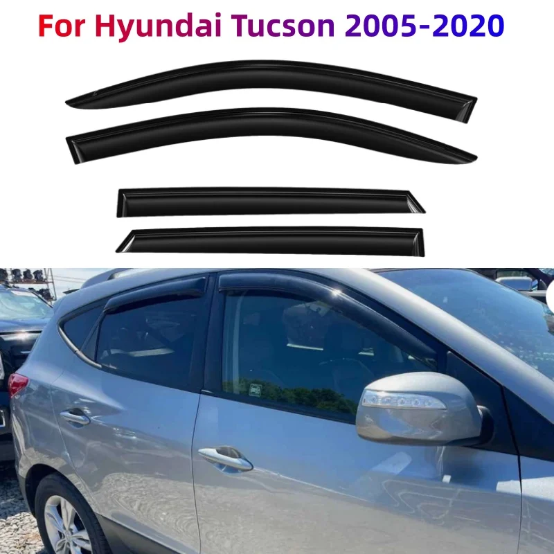

For Hyundai Tucson 2005 - 2020 Car Window Visors Rain Sun Guard Vent Wind Deflector Weathershield