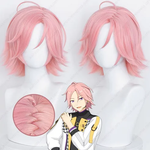 Crazy B Kohaku Oukawa Cosplay Wig 35cm Pink Short Hair Heat Resistant Synthetic Wig Simulated Scalp Wigs