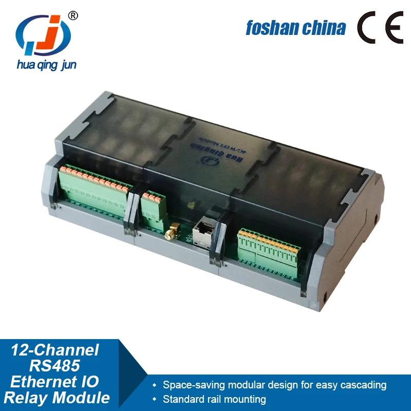 Chingjun 12-in 12-out RS485 Ethernet IO รีเลย์โมดูล Modbus RTU & TCP RJ45 1NO 1NC G2R-1 รีเลย์สําหรับอัตโนมัติ