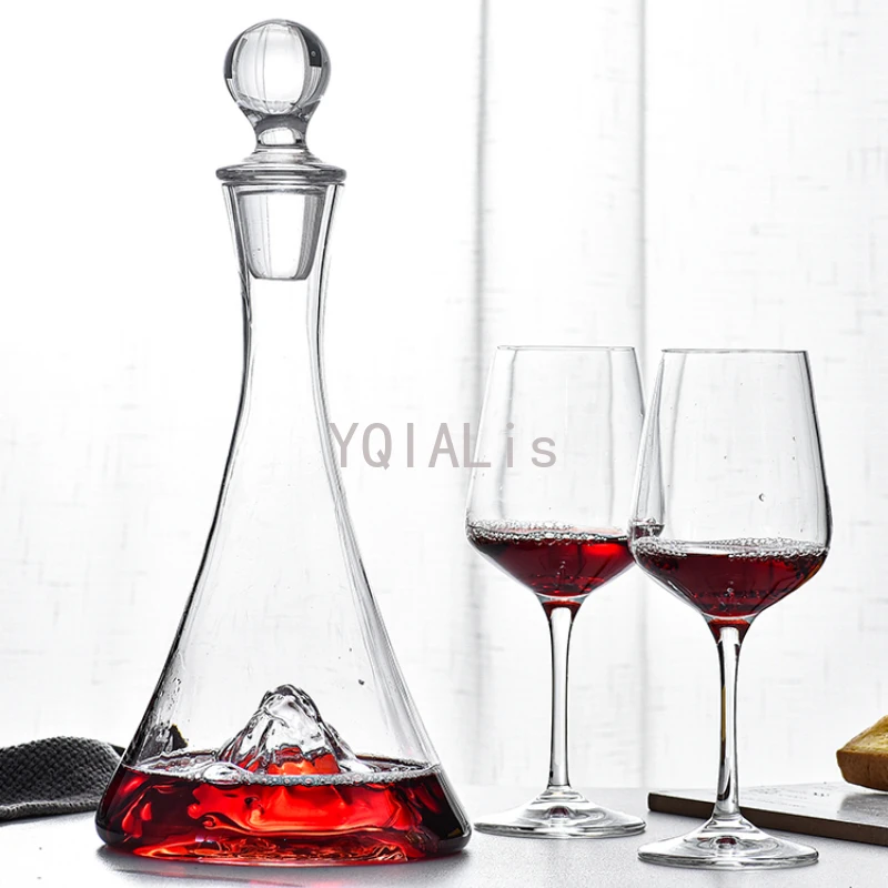 

4 Style Light Luxury 1000-1500ml Artwork Waterfall Separator Crystal Red Wine Whiskey Brandy Vodka Bottle Iceberg Hip Flask Gift