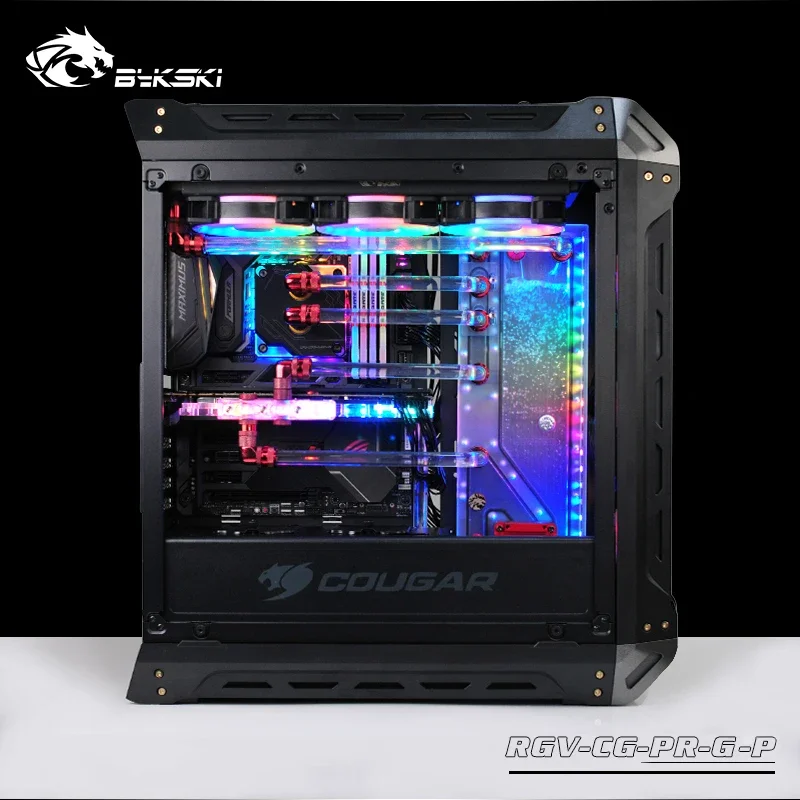 

BYKSKI Acrylic Water cooling Tank use for COUGAR Panzer-G Computer Case/3PIN 5V D-RGB/Combo DDC Pump Cool Water Channel Solution