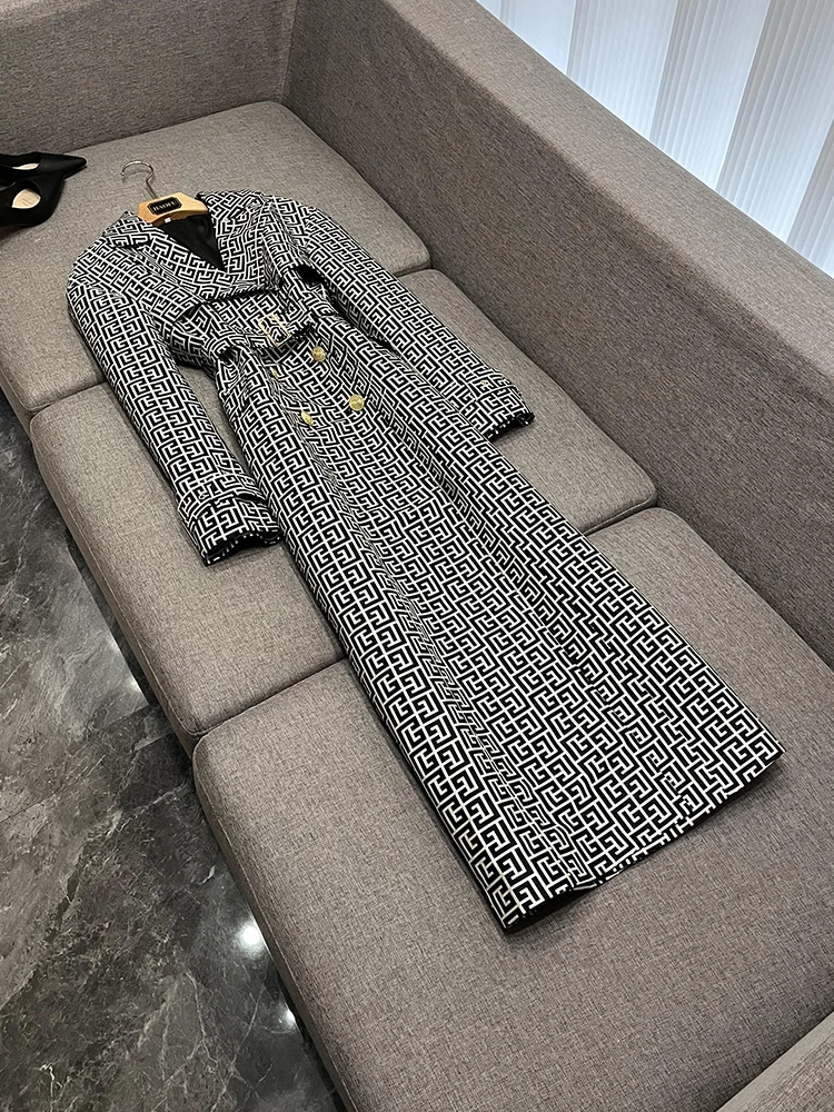 

Новое женское длинное пальто Hepburn Sle с вышитым поясом на талии, высококачественная ветровка из хлопка, 00% Long Sve Double B...