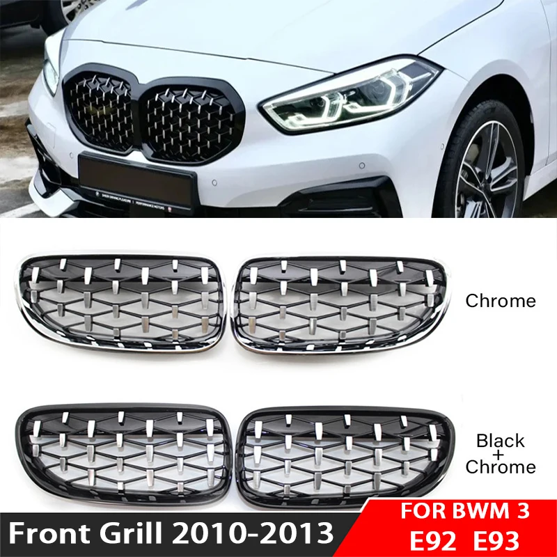 

Для BMW 3 серии E92 E93 рестайлинг 2010-2013, 2 шт. передних решеток радиатора из ABS-пластика, стиль «Бриллиант», номера деталей 51137254967, 51137254968