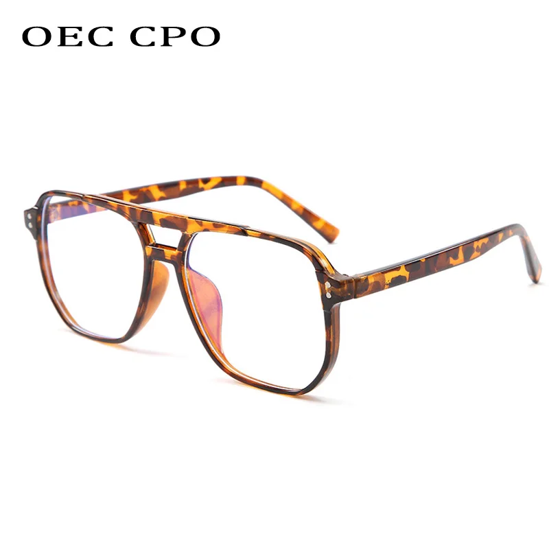 

OEC CPO Fashion Double Bridges Square Men Glasses Frame Women Retro TR90 Eyewear Transparent Eyeglass