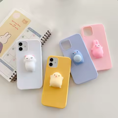 3D Squishy Toys Chick Cat Case For Samsung Galaxy S8 S9 Plus S10 S20 S21 FE S22 S23 S24 S25 Ultra Animals TPU Cover Soft Cases