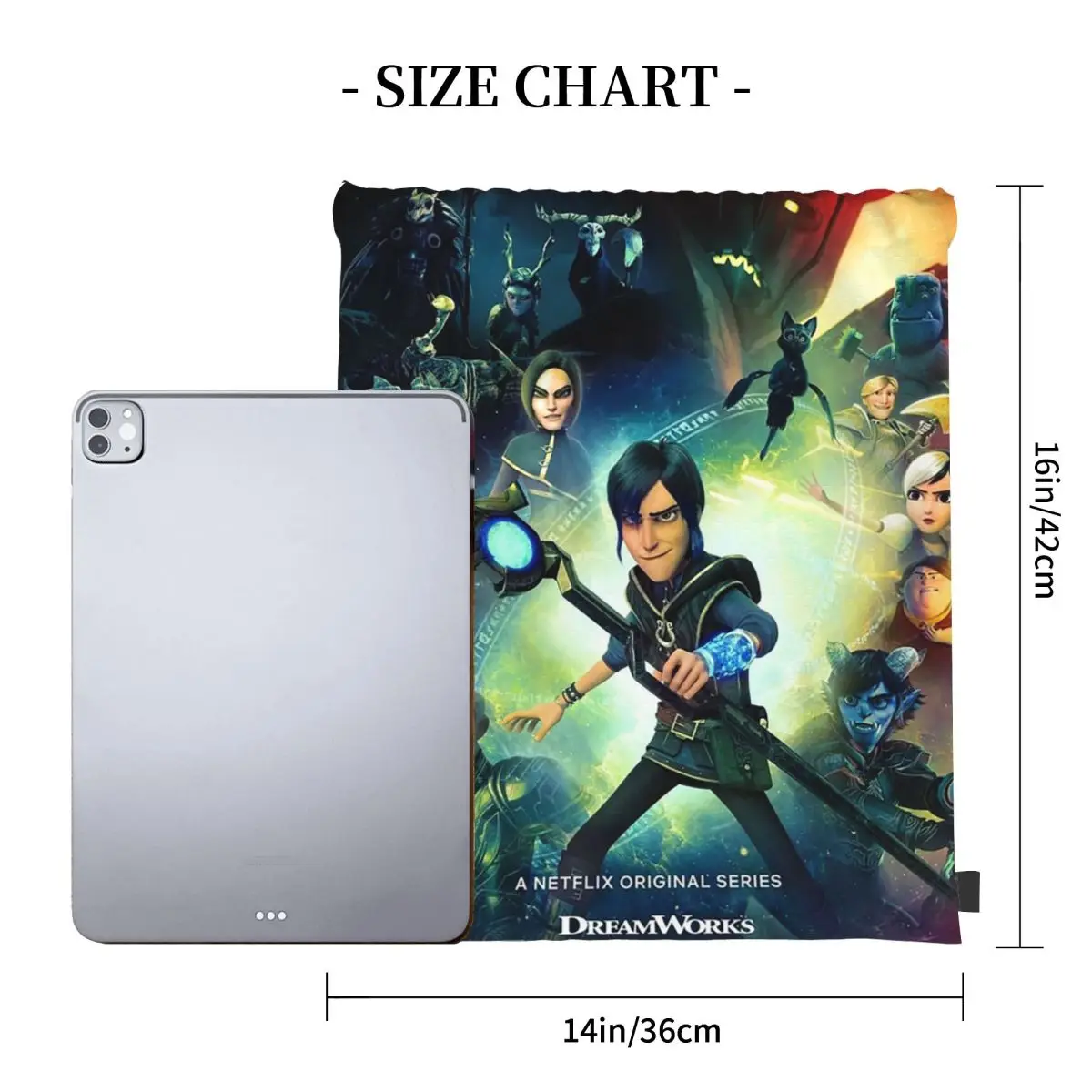 Trollhunters dos desenhos animados mochilas casuais portáteis sacos de cordão sapatos saco sacos de livro para homem mulher estudantes