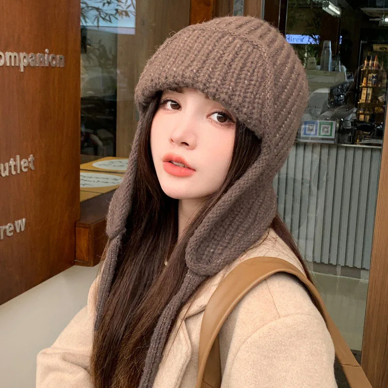 RICYGVM Japanese Ear Protection Knit Hat Winter Warm Cold Proof