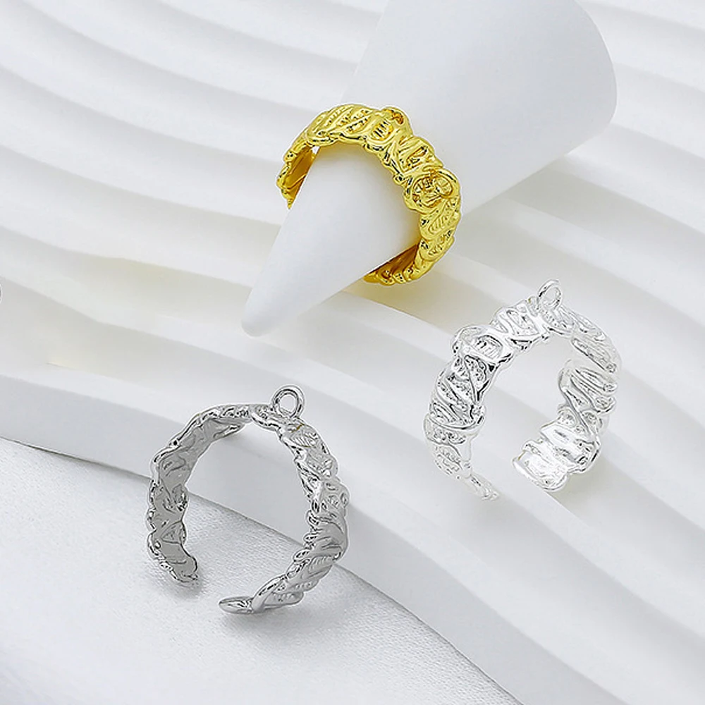 2 Stück/Set 18K Vergoldeter Unregelmäßiger Offener Splitring für Handgefertigte DIY-Ringe, Schmuckherstellung, Zubehör und Bastelbedarf – Detail 2