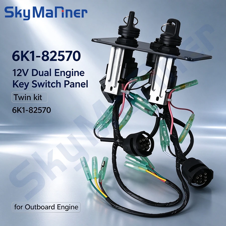 Outboard 12V Dual Engine Key Switch Panel Twin Kit 6K1-82570 For Yamaha Outboard Engine Parts
