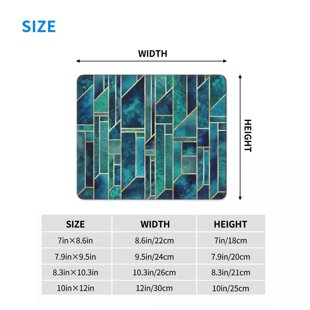 맞춤형 게이머 마우스 패드 미끄럼 방지 고무 베이스 블루 스카이 추상 기하학적 패턴 마우스 패드, 사무실 데스크탑 기하학 매트