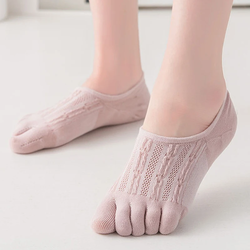 3Pairs Women\'s Socks Fashion Cotton Breathable Invisible Ankle Short Boat Socks Open Toe Sweat-absorbing Elasticity Ladies Sox