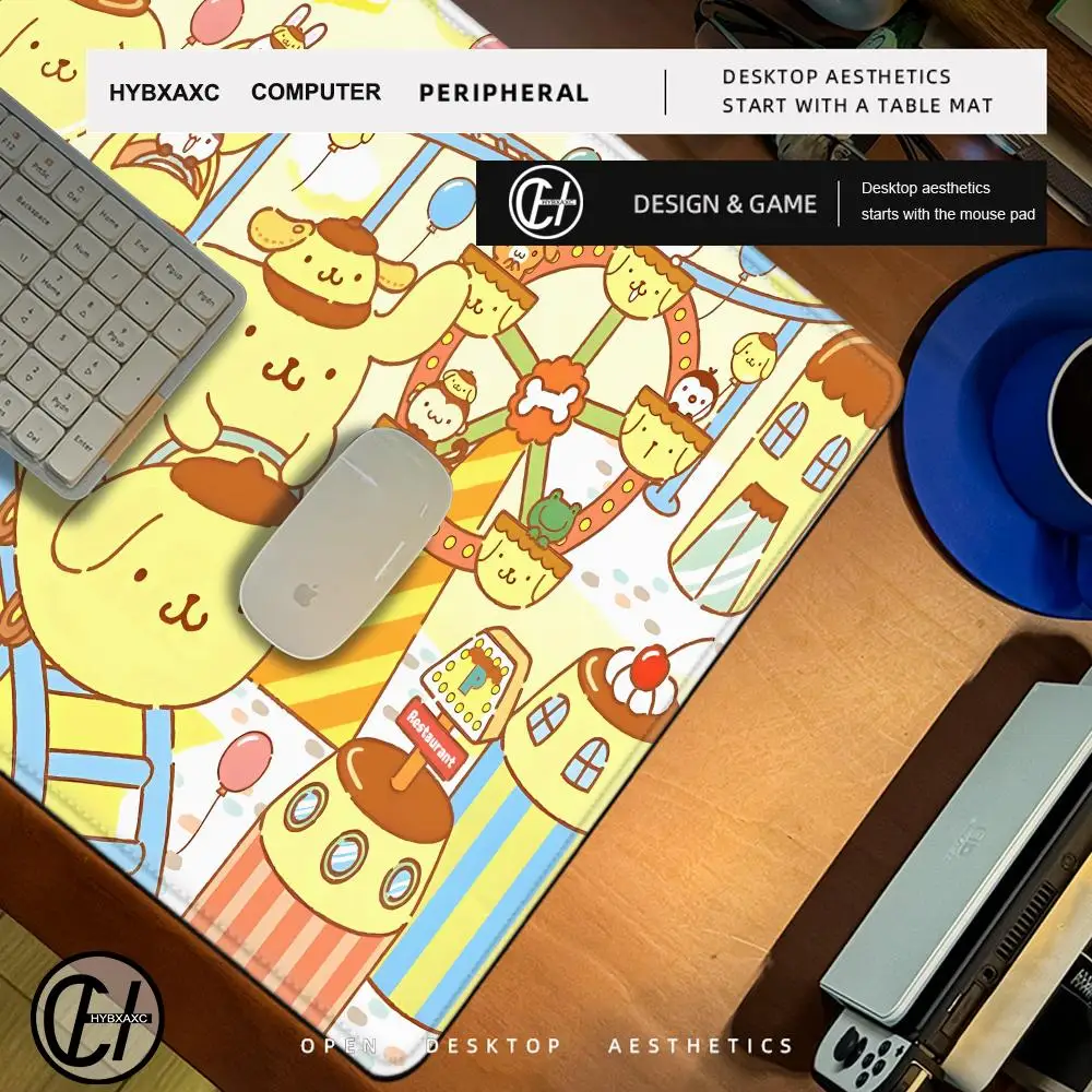 Sanrio Pompom Purin Mousepad HD Printing Computer Gamers Locking Edge Non-slip Mouse Pad XXL90x40cm Keyboard PC Desk Pad