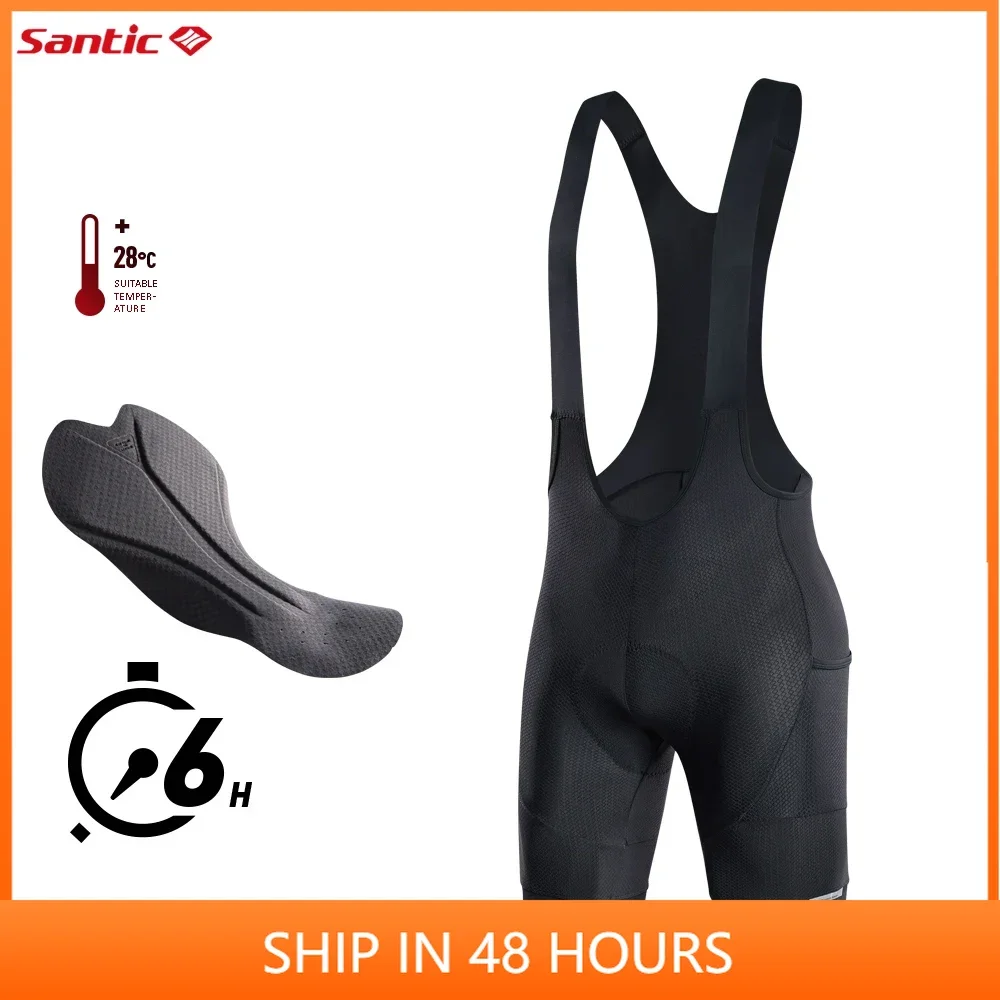 Santic New 2024 Men's Cycling Bib Shorts Summer Cycling Shorts Breathable MTB Strap Cycling Shorts Sponge Cushion Long Distance