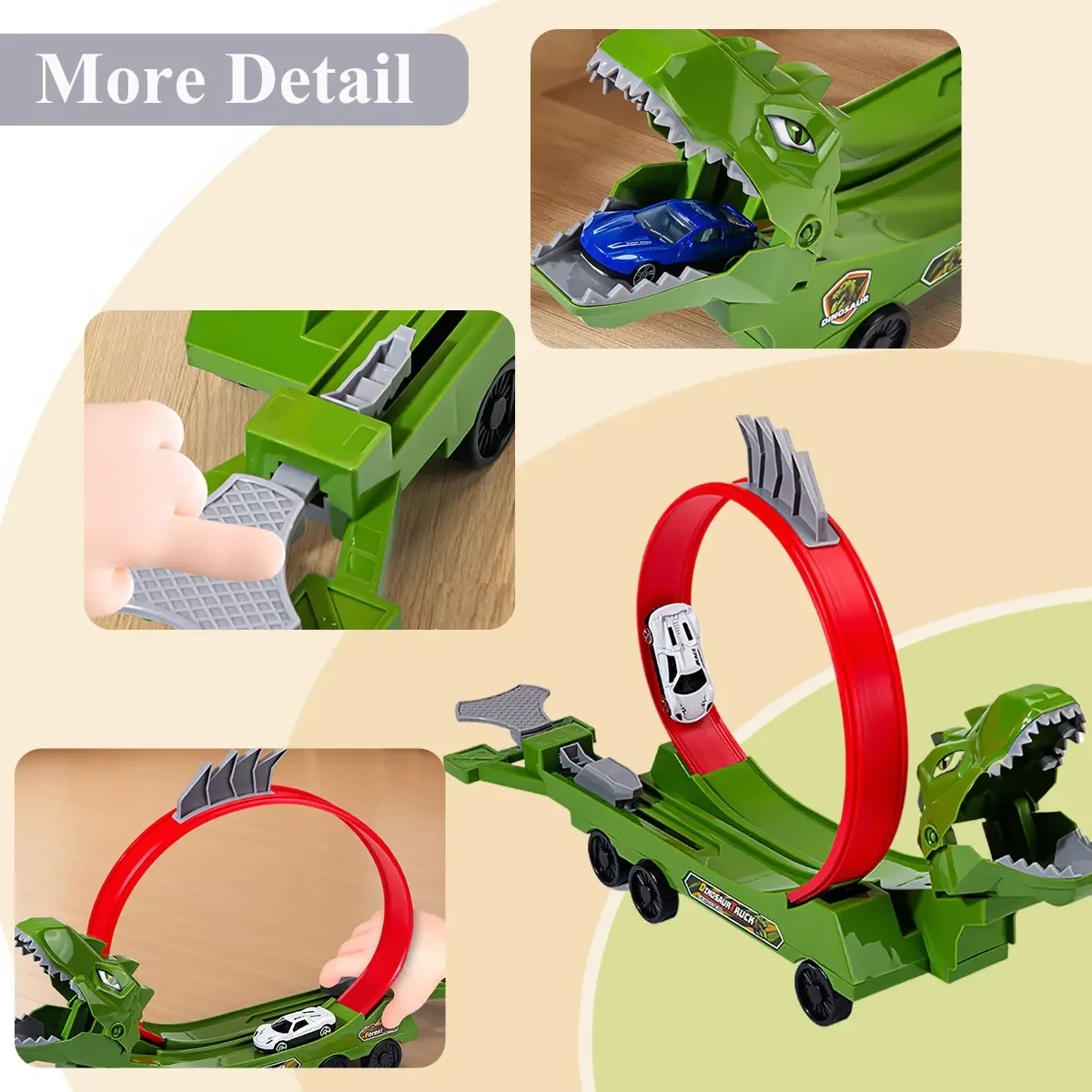 Giocattolo ferroviario scorrevole Squalo Binario assemblato fai-da-te Veicoli da gioco per bambini Giocattoli educativi per ragazzi Regalo Dinosauro Track Car