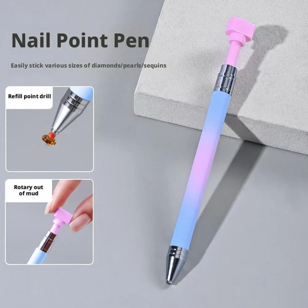 Stylo de forage rotatif pour Nail Art, Crayons rechargeables, colle rotative, stylo de forage à points pour Nail Art, accessoires d'art diamant à faire soi-même