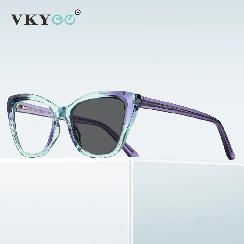 VKYEE New Cat-eye Reading Glasses for Women with Anti-blue Light and Customisable Prescription Photochromic Glasses PFD2148