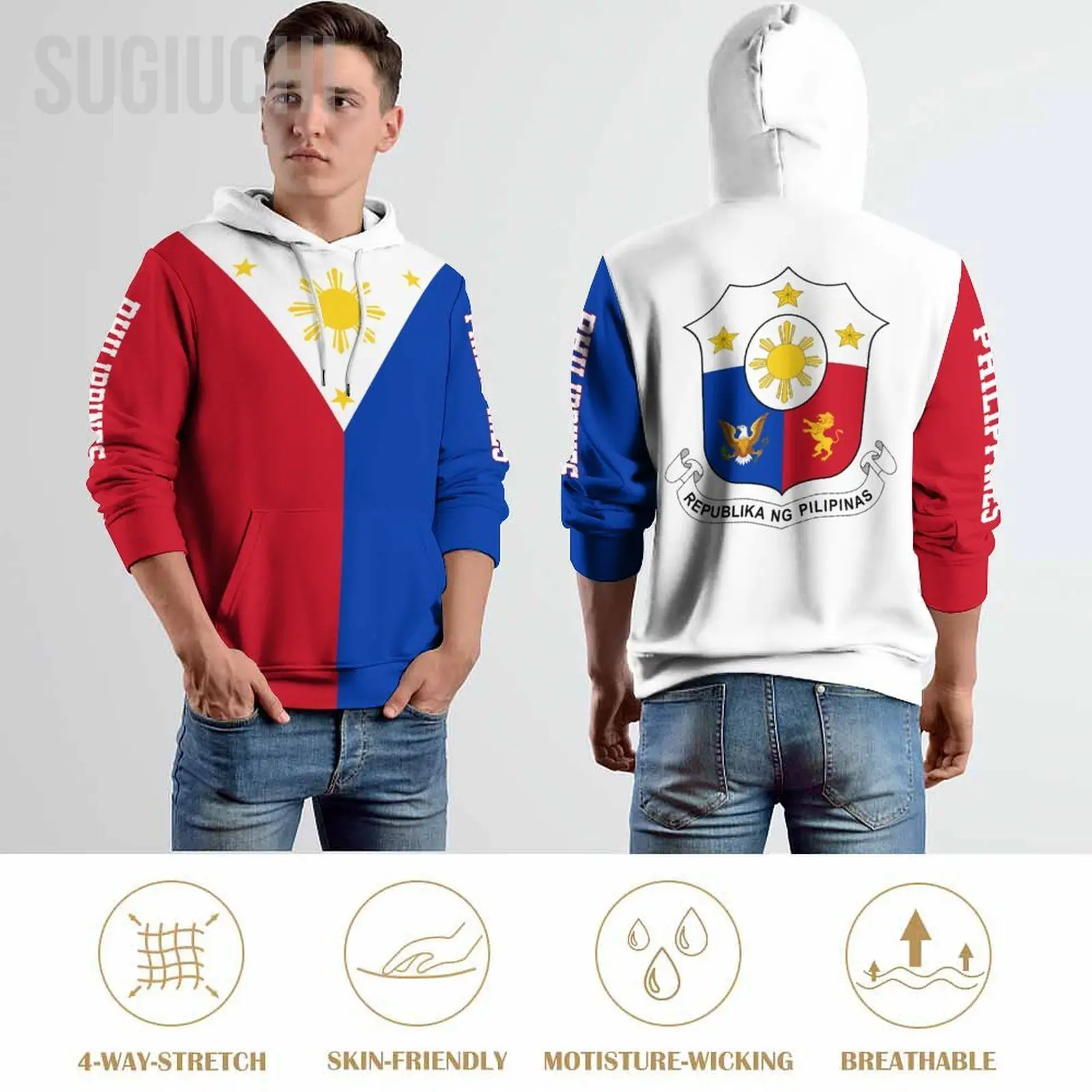 Unisex 3D Hoodie Philippines Flag Men Women Polyester Harajuku Sweatshirt Pullover Hoodies Casual Cool