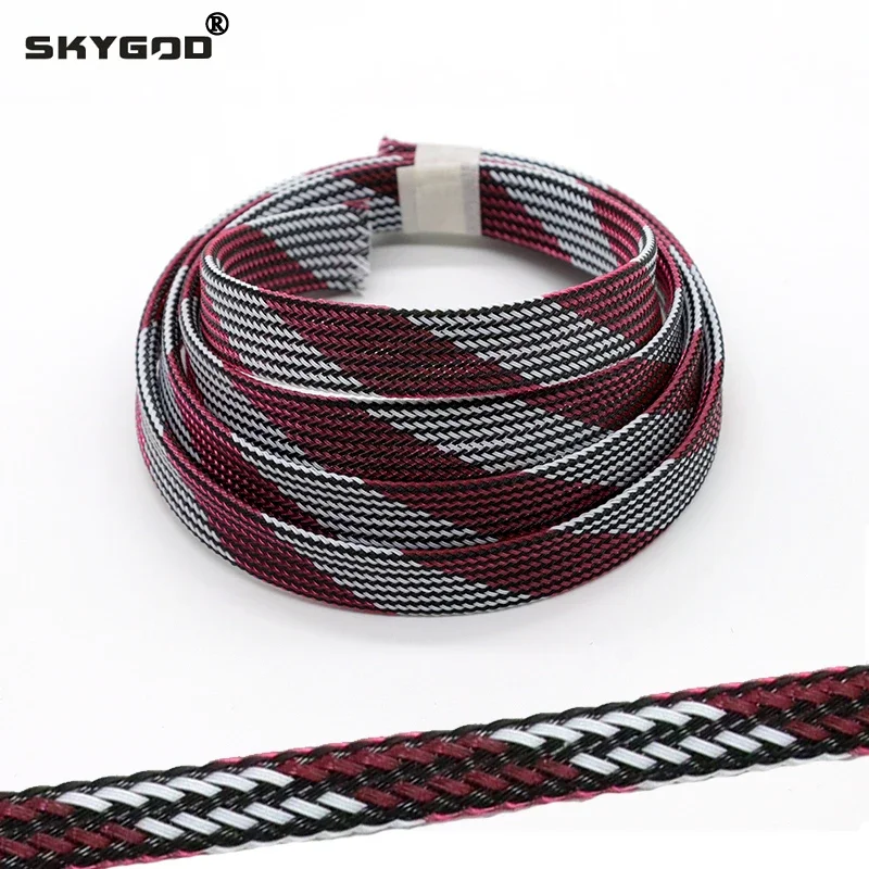 1~50m Black White Pink PET Braid Sleeve 2/4/6/8/10/12mm High Density Sleeving Snake Skin Cable Wrap Sheath For Electric Cables