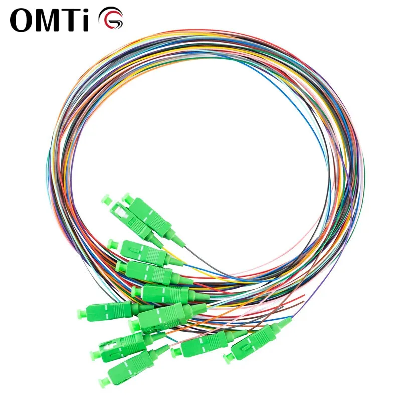 SC APC 12-Cores Square Head Pigtail Strand Single Mode PVC 0.9Mm Optic Fiber Jumper Patch Cable