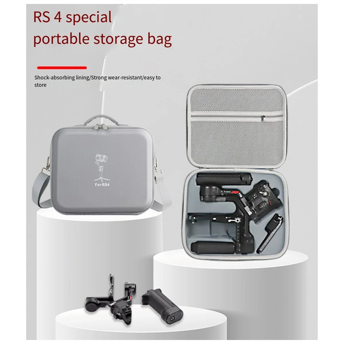 

Carrying Case Storage Box for DJI RS 4 Gimbal Stabilizer Accessories Handbag Hard Shell Shoulder Bag GreyJADD