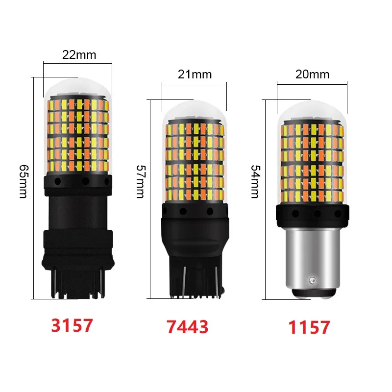 Dual Color T20 LED 7443 W21/5W Bulb 1157 BAY15D P21/5W Led T25 3157 P27/7W Car DRL Turn Signal Lamp Auto Lights Bulb Switch