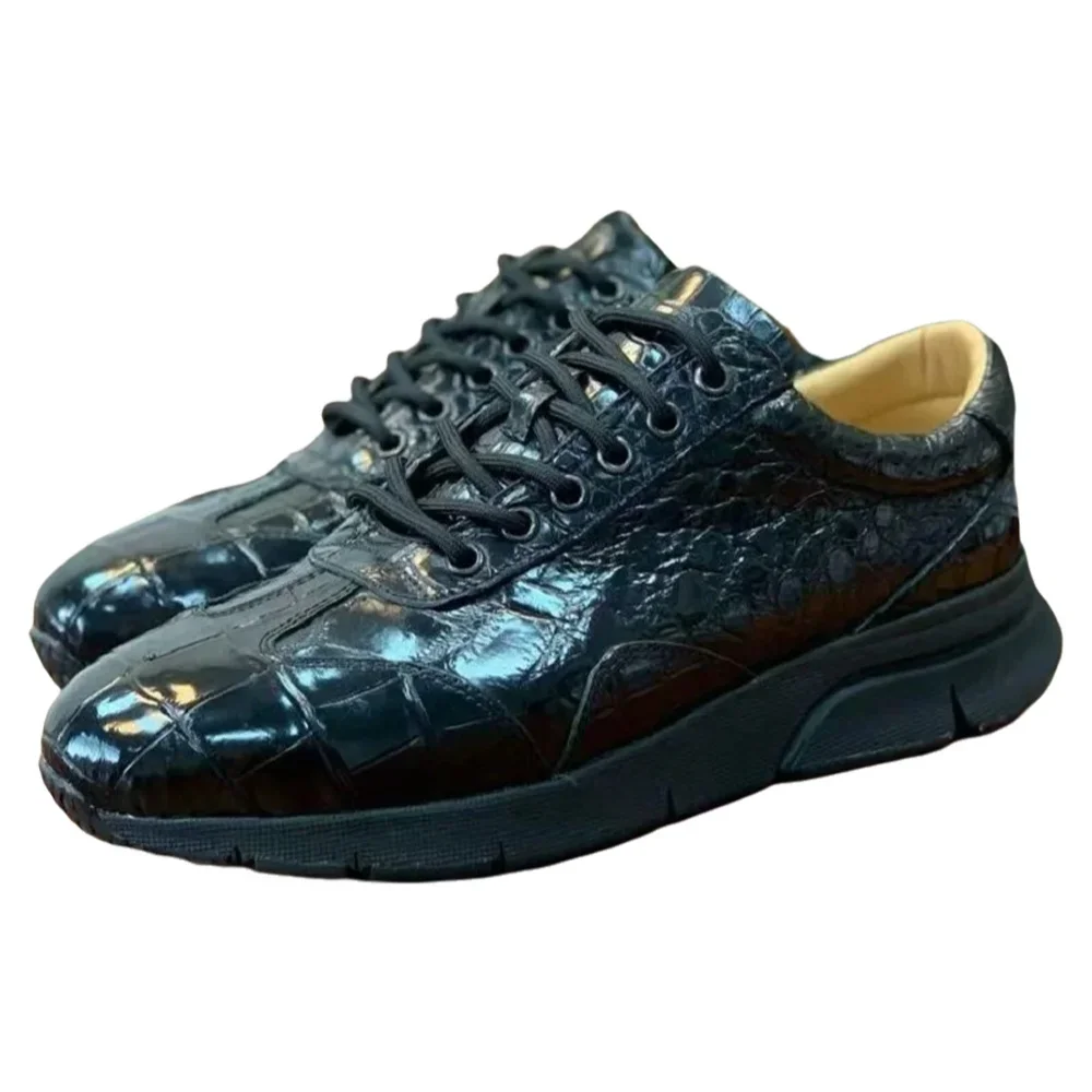 

2024 new arrival Fashion Crocodile Skin causal shoes men,male Genuine leather sneakers pdd542