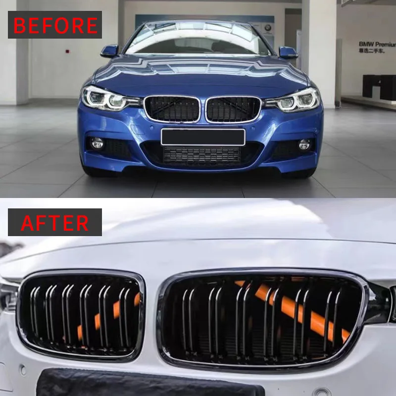 Glossy Black Radiator Grilles For 2013-2018 BMW 3series F30 Racing Grilles Bumpers Body Kit Hood Gloss Black Car Accessories