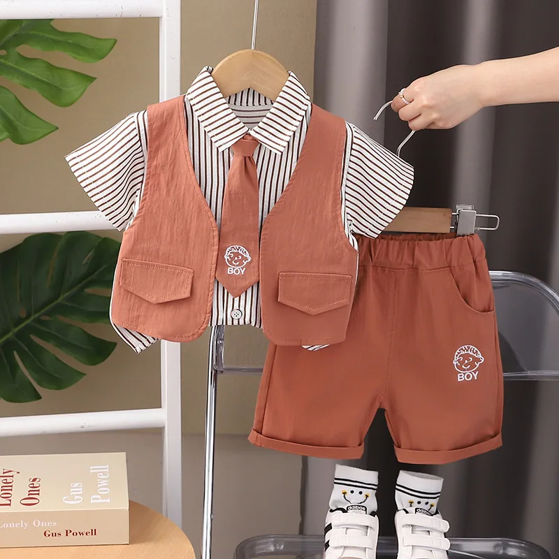 New Summer Baby Boys Clothes Suit Children Shirt Shorts 2Pcs/Sets Toddler Clothing Infant Casual Cotton Costume Kids Tracksuits