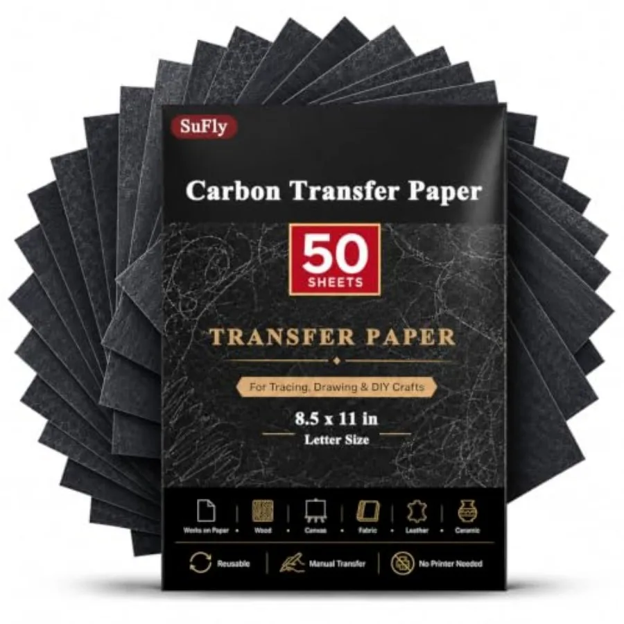 Carbon Paper for Tracing, Paper for Drawing, 50 Sheets Transfer Paper for Drawing, Carbon Paper 8.5 x 11 Letter Size for Wood,