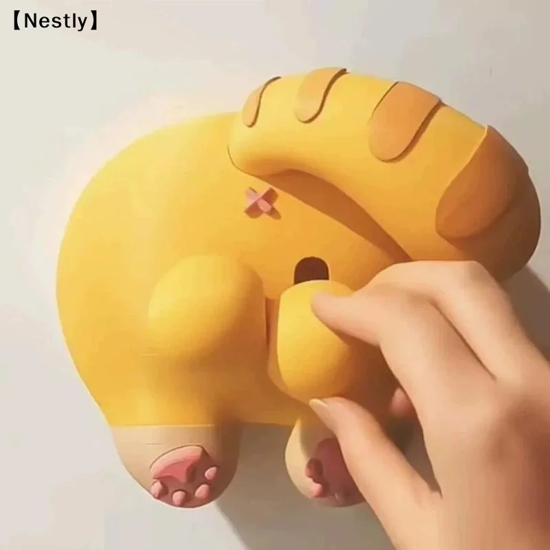 Cat Butt Switch Panel Sticker Cute 3D Animal Orange Cat Switch Panel Protective Cover Home Wall Decoration Sticker〔Nest〕
