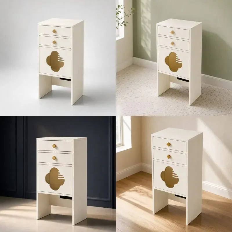 White Wooden Hidden Cat Litter Box Furniture Cabinet with Storage Space