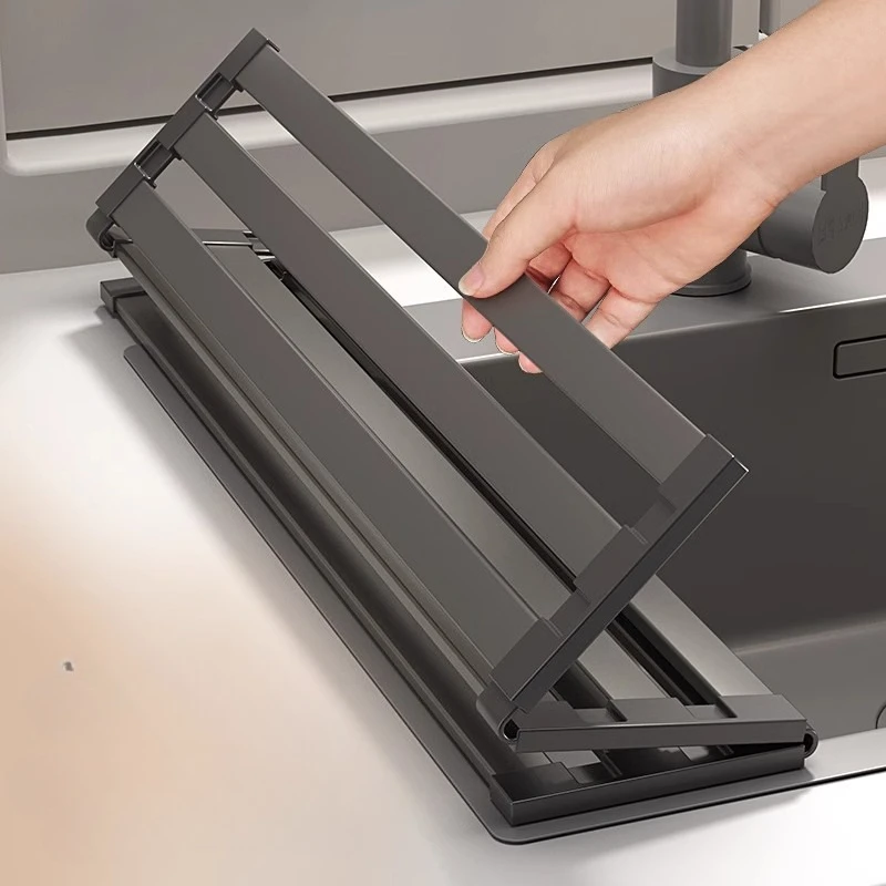 

Kitchen sink rack, foldable roller drain rack
