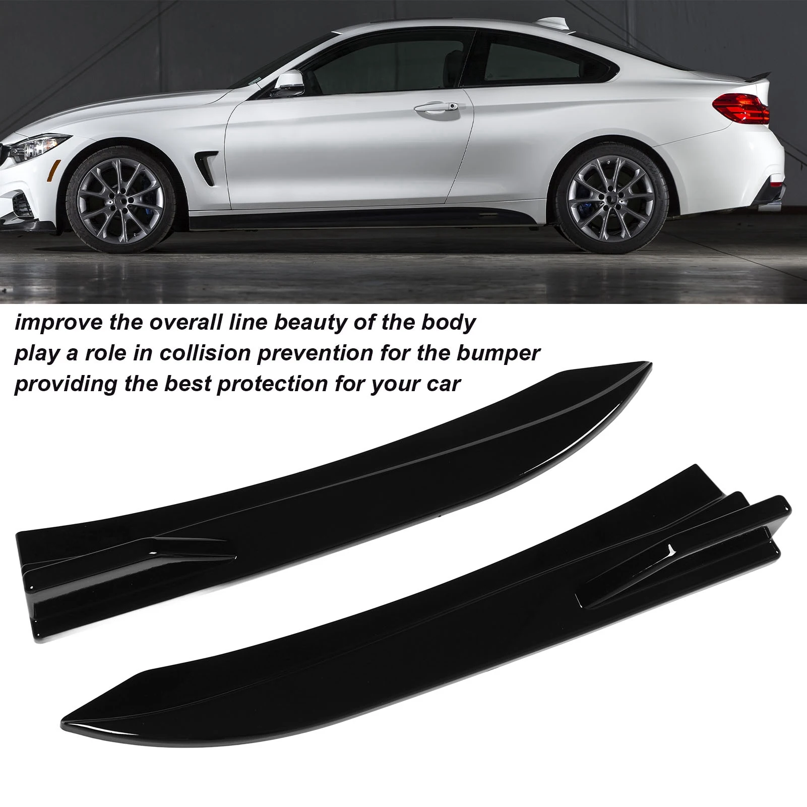 Rear Bumper Side Skirt Lip Splitter High Strength Car Rear Side Diffuser Anti Deformation Rear Bumper Canard Protector for Car