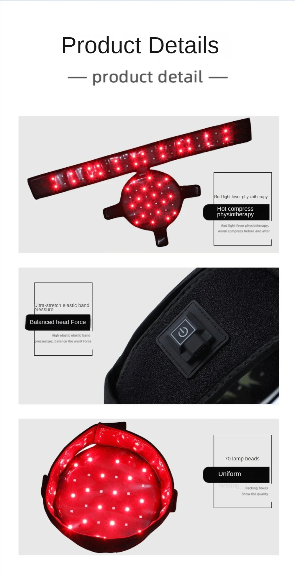 LED Red Light Therapy Belt With Timer,Near Infrared Light Wrap Cap For Pain Relief,Decrease Inflammation,Hair Growth,20cm,16W