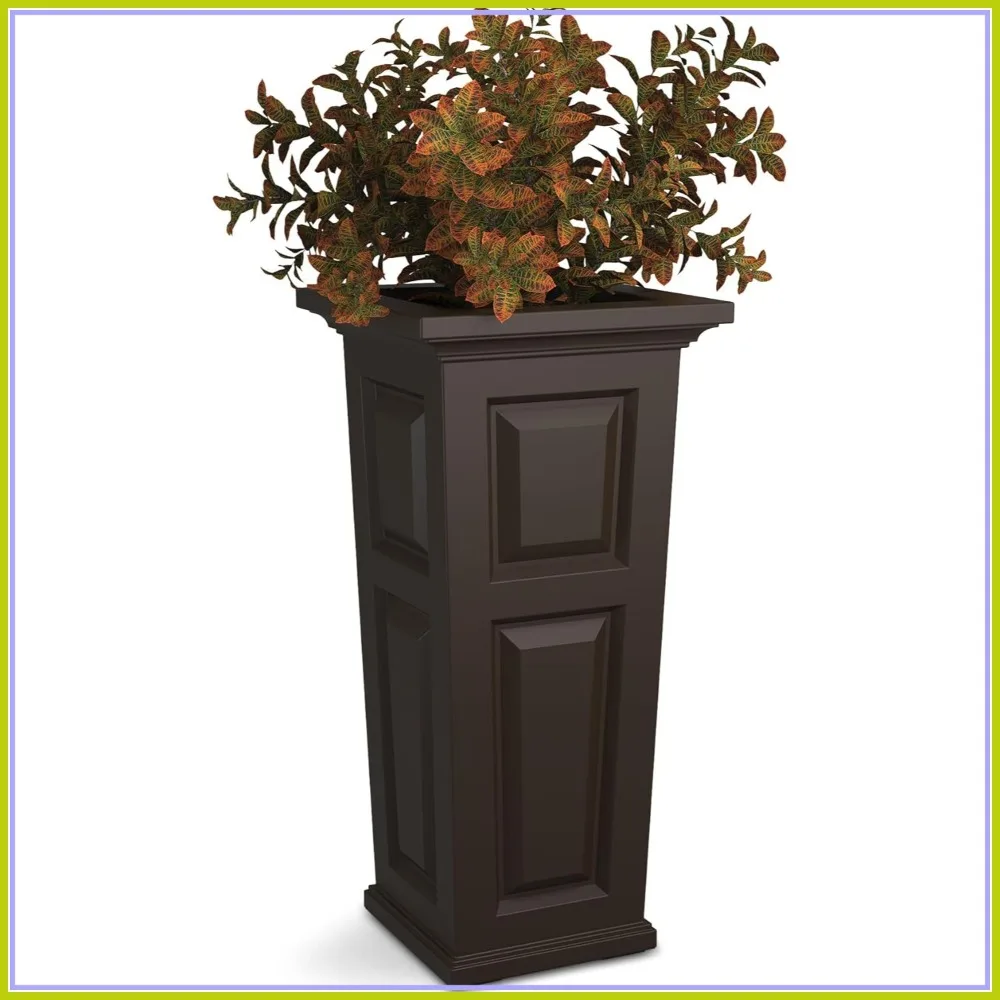 

32-Inch Tall Self-Watering Planter for Flowers, Weather-Resistant Outdoor Patio Porch Entryway