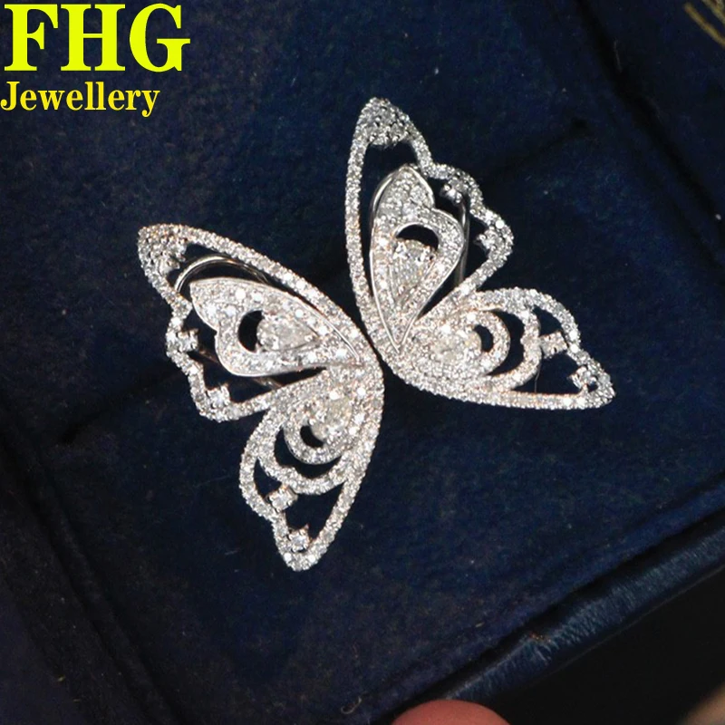 

Natural Diamonds 0.86Carat Au750 18K White Gold Heart butterfly diamond Earrings