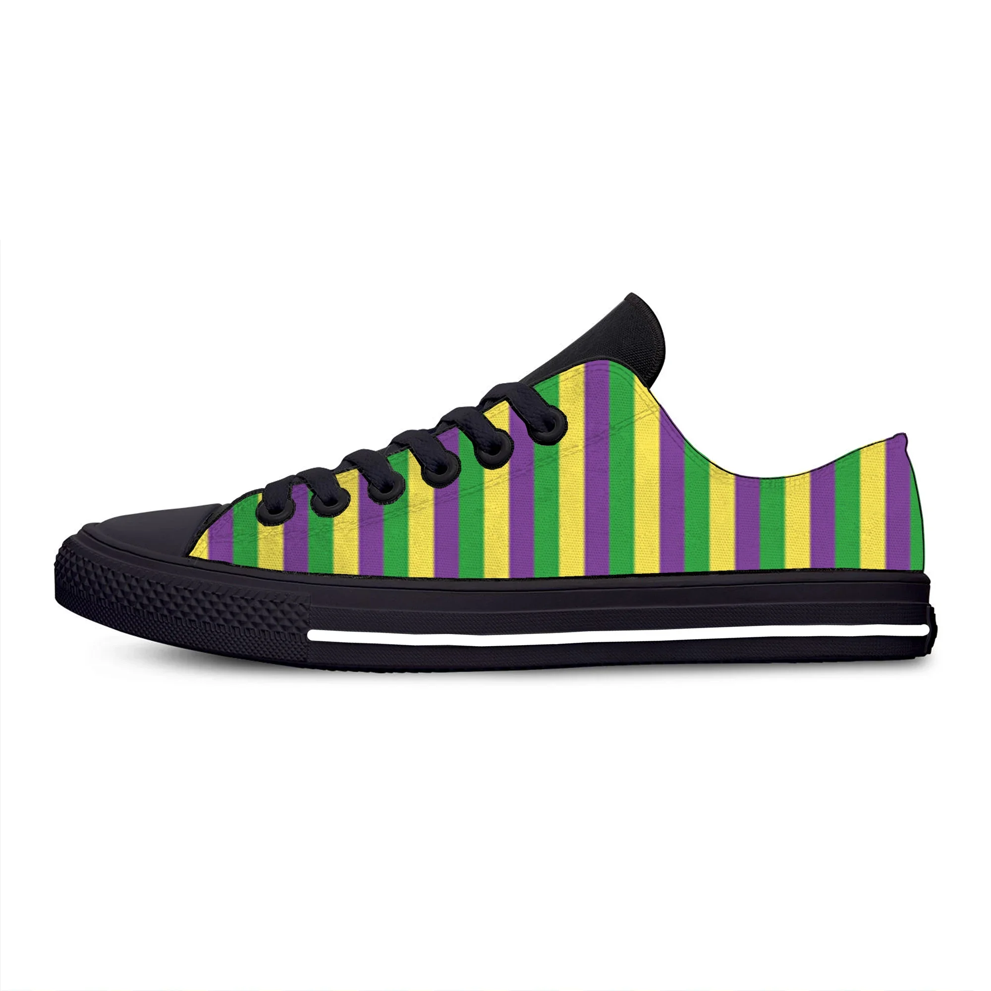 Summer Mardi Gras Stripe Pattern Fashion Classic Casual Shoes Breathable Men Women Hot Sneakers Low Top Lightweight Board Shoes