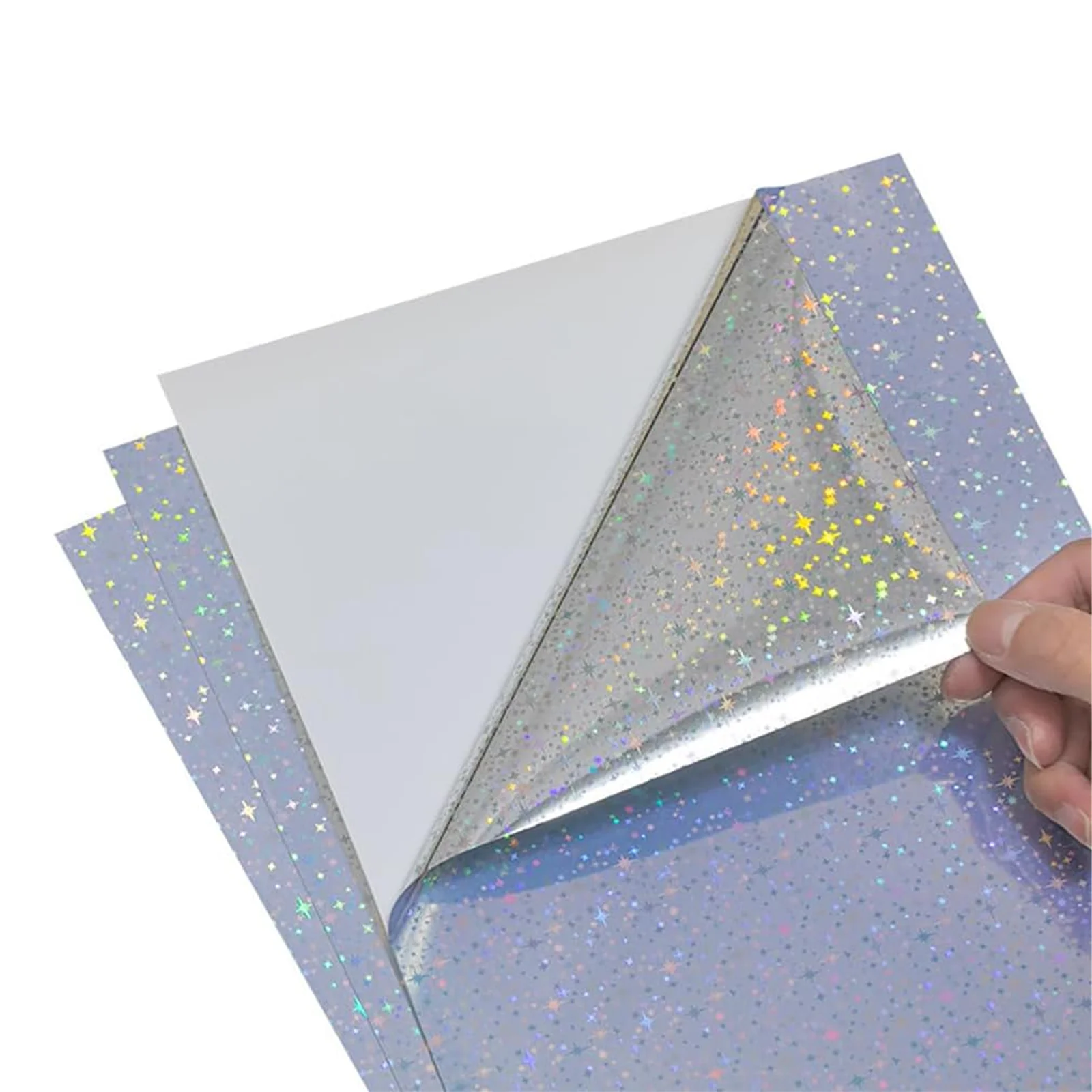 A4 Holographic Star Vinyl Sticker Paper Inkjet or Laser Printing Waterproof 8.3 x 11.7" Label Self Adhesive Paper