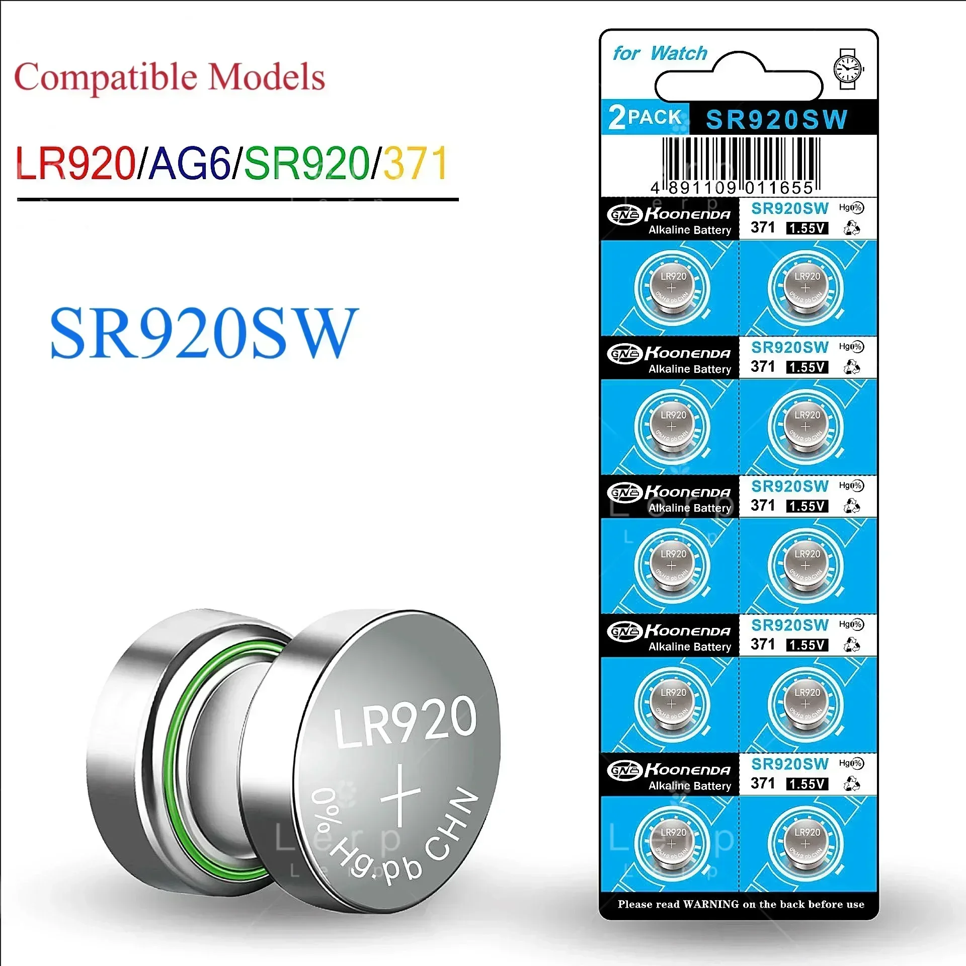 Ag6 Knop Batterij Sr920sw Knoopcel Batterij Lr920 371 Horloge Batterij