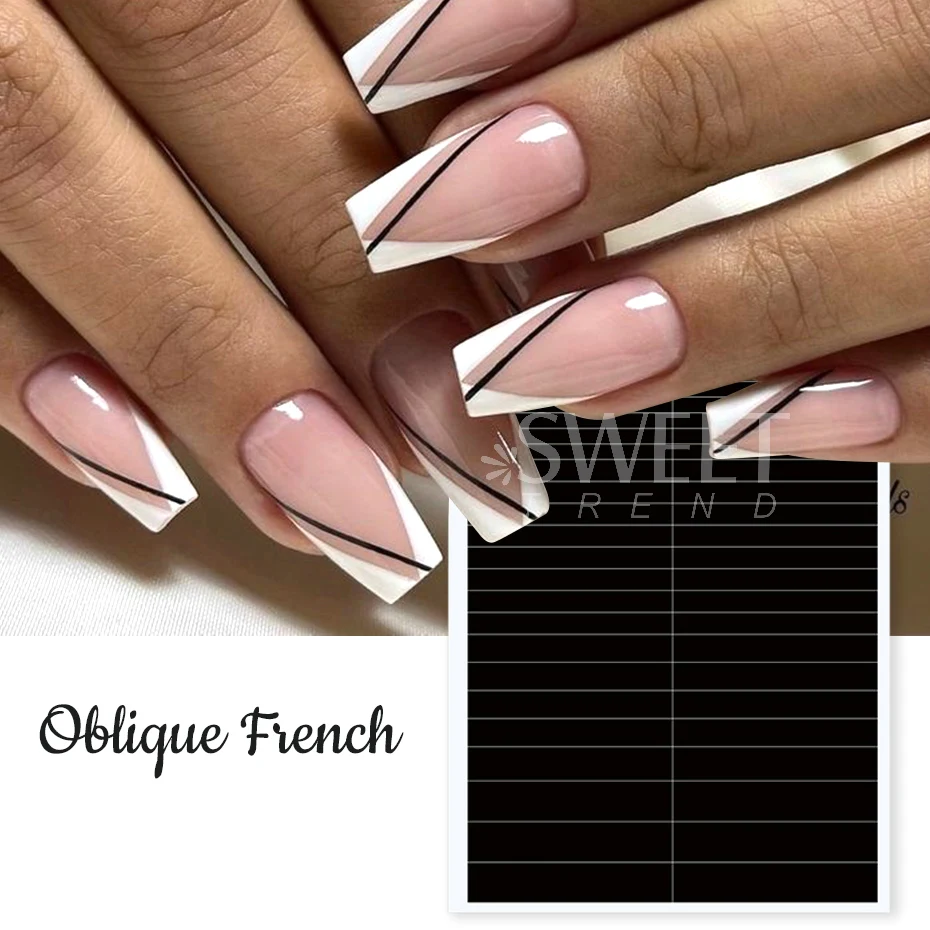 French Strip Line Nail Art Form Fringe Tip Guides Wavy Oblique Spray Template Stickers Creative Stencil DIY Manicure Tools Decor