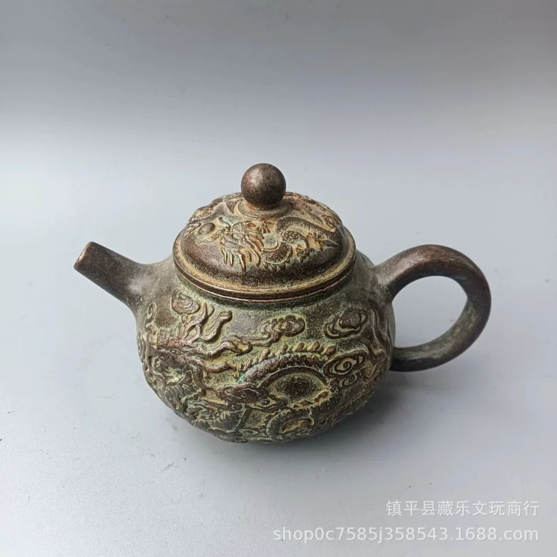 

Factory Direct Sales Antique Dragon and Phoenix Teapot Office Living Room Pure Copper Distressed Teapot Decoration Crafts Copper