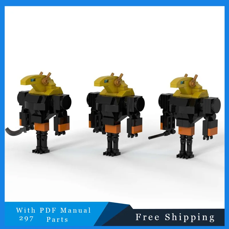 

297 PCS Building Blocks MOC Three Powerful Warriors Brickheadz Model For Children Assembly DIY Toys Set Birthday Festival Gifts